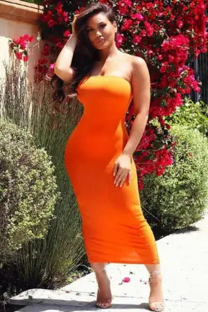 SKY BLUE STRAPLESS MIDI DRESS